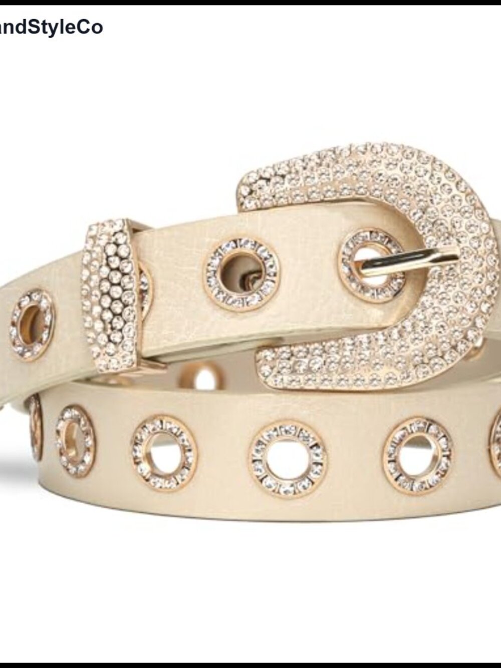 Rhinestone Grommet Belt Faux Leather Punk Y2K Cowgirl